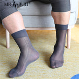 4Pairs Pack men's vintage style sheer chinlon silk short ankle dress socks 0003