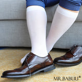 4Pairs Pack Men's Super Smooth Striped MId Calf Nylon Sheer Dress Socks 0028