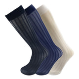 3Pairs Pack Men's Sexy Knee High Long Wide Striped Casual Sheer Socks 0091