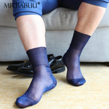 6Pairs Pack Men's Short Solid Chilon Super Thin Silky Sheer Dress Socks 0118