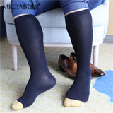 3Pairs Pack Mens Striped Colored Toe Thin Sheer Cotton Over The Calf Dress Socks 0071