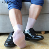 6Pairs Pack Men's Short Solid Chilon Super Thin Silky Sheer Dress Socks 0118