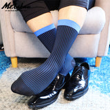 3Pairs Men's Mid Calf Colorful Striped Dress Sexy Silky Sheer Formal Socks 0092