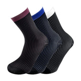 3Pairs Men's Mid Calf Colorful Striped Dress Sexy Silky Sheer Formal Socks 0092