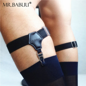 Men's Sexy Black Socks Garters Suspenders Belt For Thin Silk Sheer Socks