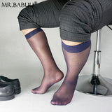 5Pairs Pack Men's Long Black Navy Super Thin Silky Sheer Dress Socks 0023