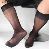 5Pairs Men's Super Thin Transparent Navy Silky OTC Dress Sheer Socks 0022