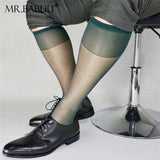 5Pairs Men's Super Thin Transparent Navy Silky OTC Dress Sheer Socks 0022