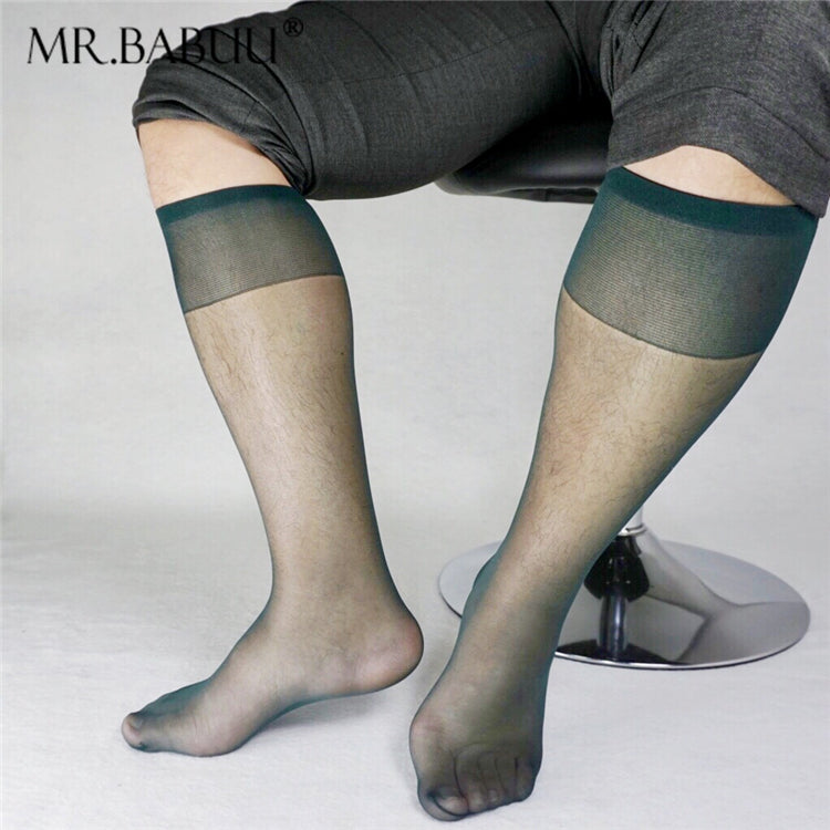 5Pairs Men's Super Thin see-through Transparent Navy Silky OTC Dress Sheer  Socks